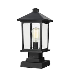 Portland 17 in. 1-Light Black Aluminum Hardwired Outdoor Weather Resistant Pier Mount Light with No Bulb Included