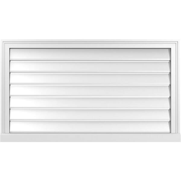 Ekena Millwork 42" x 24" Vertical Surface Mount PVC Gable Vent: Functional with Brickmould Sill Frame