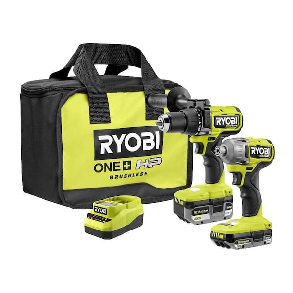 ONE+ HP 18V Brushless Cordless 2-Tool Combo Kit with 4.0 Ah Battery, 2.0 Ah Battery, Charger, and Bag