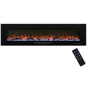 72 in. Electric Fireplace, Fireplace Insert/Wall Mounted with Thermostat, 1500-Watt to 750-Watt in Black