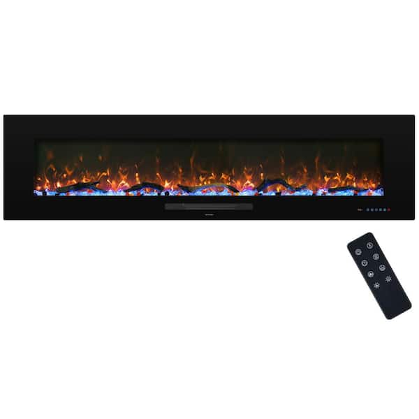Prismaster ...keeps your home stylish 72 in. Electric Fireplace, Fireplace Insert/Wall Mounted with Thermostat, 1500-Watt to 750-Watt in Black