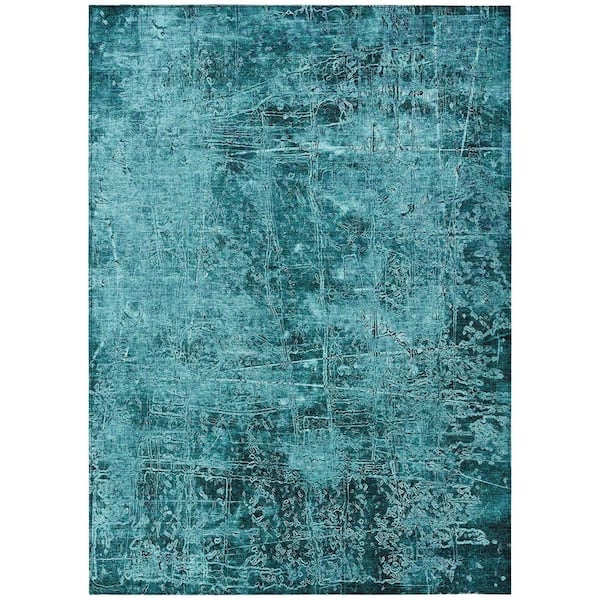 Chantille ACN559 Teal 5 ft. x 7 ft. 6 in. Machine Washable Indoor/Outdoor Geometric Area Rug