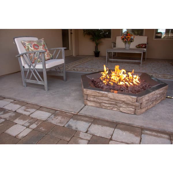 Landecor Ledge Stone 42 In X 8, Natural Gas Fire Pit Table Home Depot