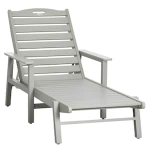 Outdoor Lounge Chair, Aluminum Recliners Tanning Chair with 5-Level Adjustable Backrest Slatted HDPE Seat, Light Gray
