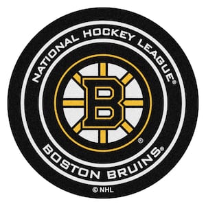 Boston Bruins Black 27 in. Round Hockey Puck Mat