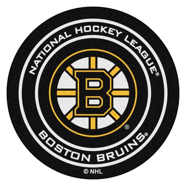 FANMATS Boston Bruins Black 27 in. Round Hockey Puck Mat