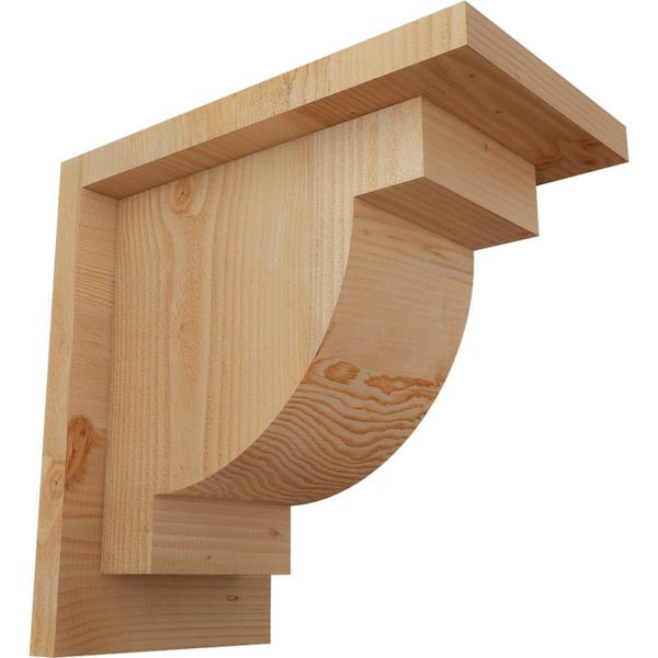 Ekena Millwork 6 in. x 10 in. x 10 in. Douglas Fir Alpine Rough Sawn Corbel with Backplate