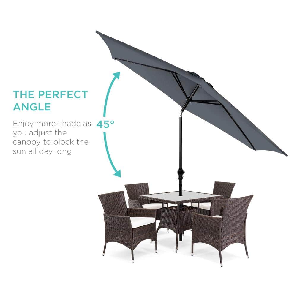 Slate 10ft Outdoor Steel Market Patio Umbrella with Crank and Tilt
