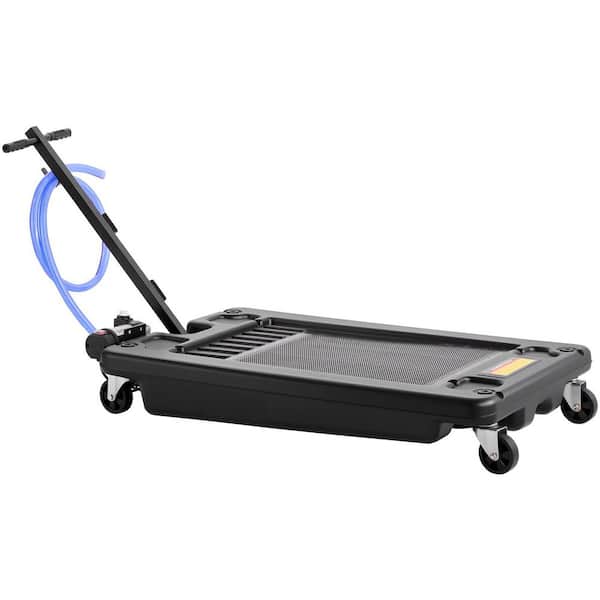 Low Profile Oil Drain Pan, 17 Gal. Capacity, Rolling Oil Drain Pan with Electric Pump, 7.2 ft. Hose & T Folding Handle
