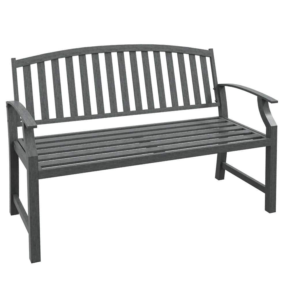 Outsunny 23.5 in. Gray Metal Steel Outdoor Garden Bench 84G-247V00GY ...