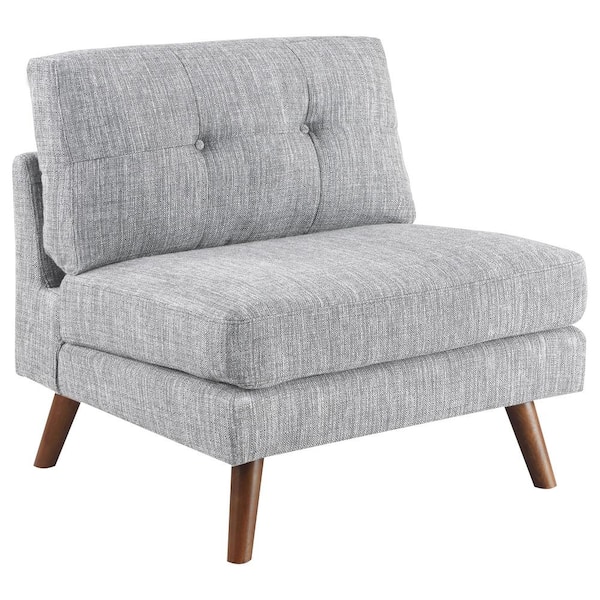 Coaster Churchill 32.75 in. Fabric Sectional Sofa Armless Chair in. Gray with Button Tufted