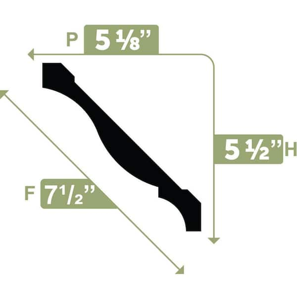 Ekena Millwork 5-1/2 in. x 7-1/2 in. x 96 in. Crown Moulding, PVC
