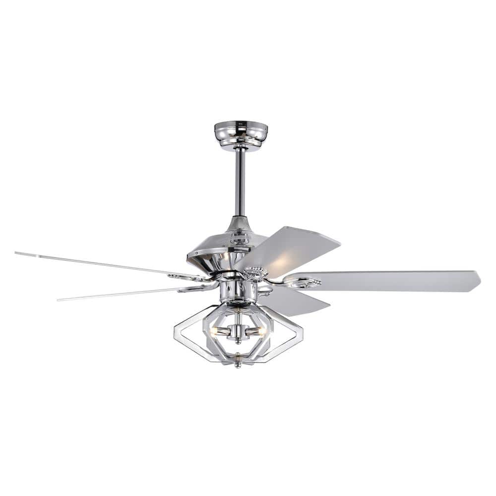 52 in. Indoor/Outdoor 3-Speeds Quiet Motor Chrome Crystal Ceiling Fan with 