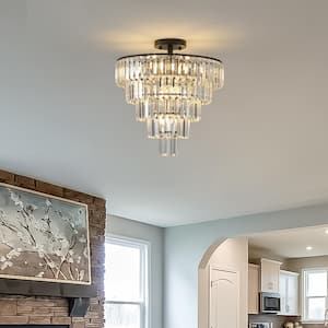 19.7 in. 10-Light Black Luxury Modern Crystal Lights Ceiling Chandelier Pendant Lights Fixture for Dining Room Bedroom