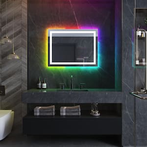 31 in. W x 23 in. H Large Rectangular Frameless Anti-Fog Wall Bathroom Vanity Mirror in Silver