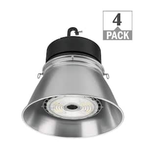 13.4 in. Round 400-Watt Equivalent Adjustable Beam Integrated LED Brushed Nickel High Bay Light 22,236 Lumens (4-Pack)