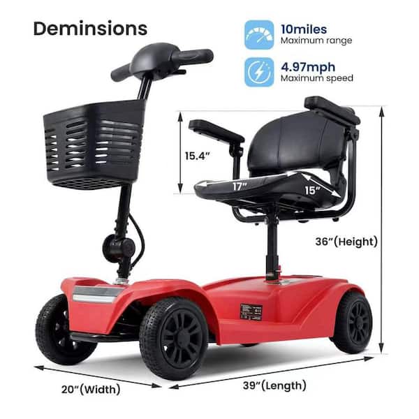Wudkey 4-Wheel 15-25 Miles Long Range Mobility Scooter with LED