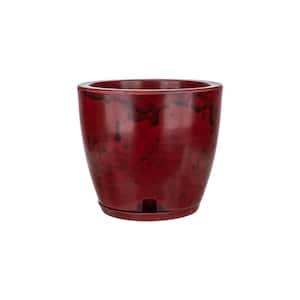 Amsterdan Extra Small Red Marble Effect Plastic Resin Indoor and Outdoor Planter Bowl