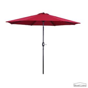 9 Ft. Patio Umbrella Outdoor Umbrella Patio Market Umbrella with Push Button Tilt and Crank(Red)