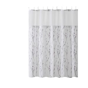 Cherry Bloom 71 in. W x 74 in. L Polyester Shower Curtain in White/Lilac