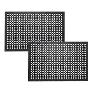 Anti Fatigue Black 36 in. x 60 in. Rubber Non-Slip Commercial Floor Mat - 2 Pack