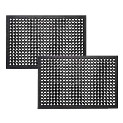 Envelor Circle Perforated Rubber Floor Mat, 40 x 80 - Black