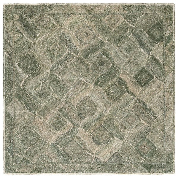 Marquee 6 ft. x 6 ft. Square Green/Ivory Distressed Gradient Geometric Area Rug