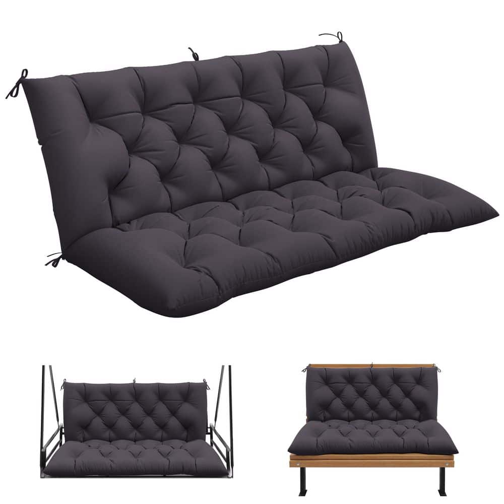 60 in. x 40 in. 2-3 Seater Patio Contoured Replacement Bench Cushion Outdoor Porch Swing Cushion Cushion Grey
