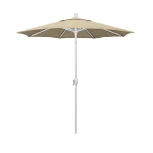 7.5 ft. Matte White Aluminum Market Push Tilt Patio Umbrella in Beige Pacifica