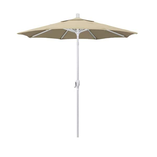 California Umbrella 7.5 ft. Matte White Aluminum Market Push Tilt Patio ...