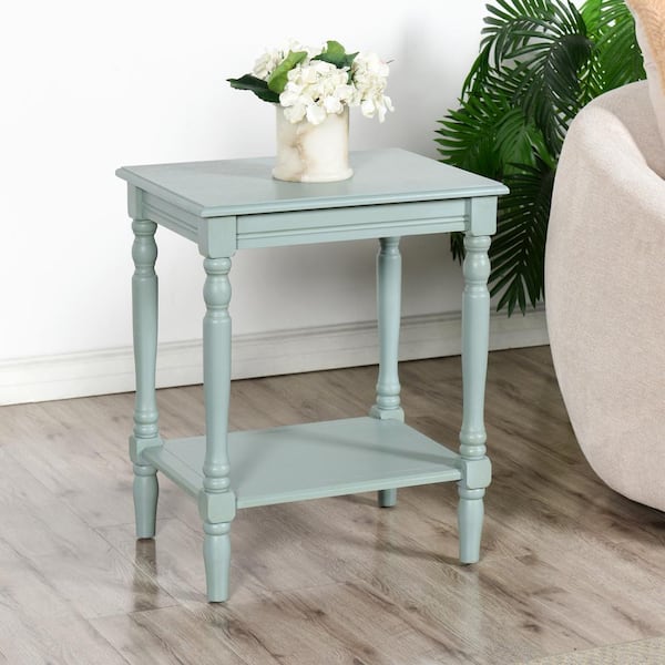 Sybil 19.5 in. Antique Ice Blue MDF Rectangle End Table