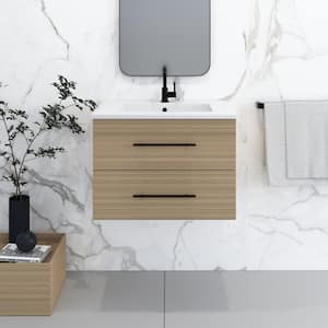 Napa 30 in. W x 20 in. D Single Sink Bathroom Vanity Wall Mounted In Sand Pine with Acrylic Integrated Countertop