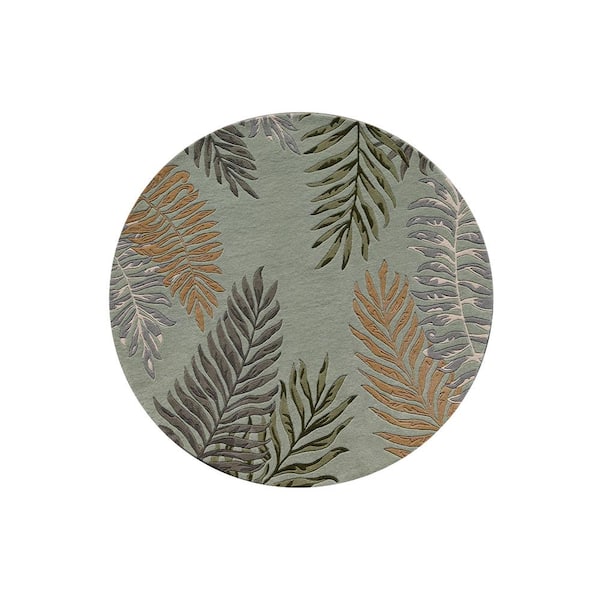 MILLERTON HOME Kai Light Sage 8 ft. Round Neutral Coastal Hand-Tufted Wool Area Rug