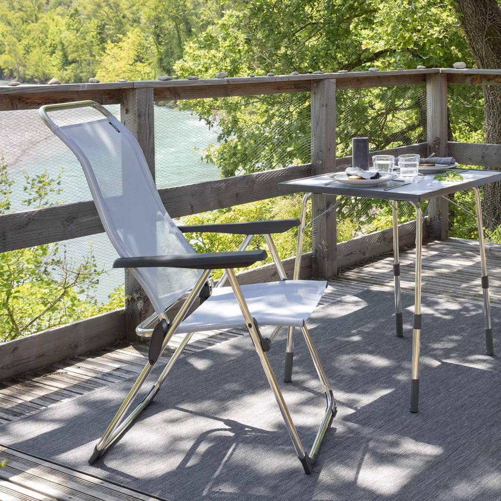 Lafuma Sky Blue Aluminum Folding Outdoor Armchair with Square Arms