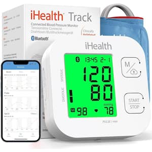 Smart Upper Arm Blood Pressure Monitor with Wide Range Cuff, Bluetooth Compatible for iOS & Android Devices in White