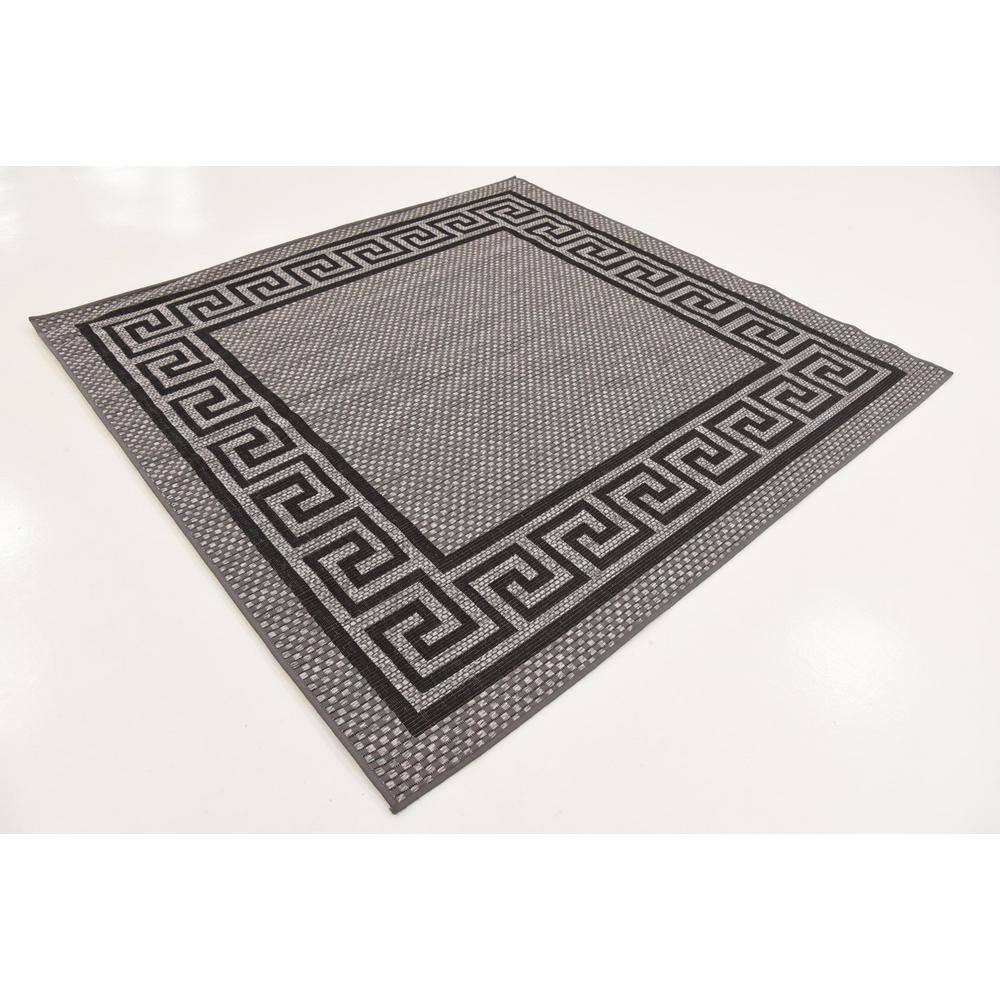 Square Gray Easy-Care Outdoor Polypropylene Rug