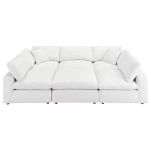 Commix 78 in. Square Arm 6-Piece Fabric U-Shaped Sectional Sofa in Pure White