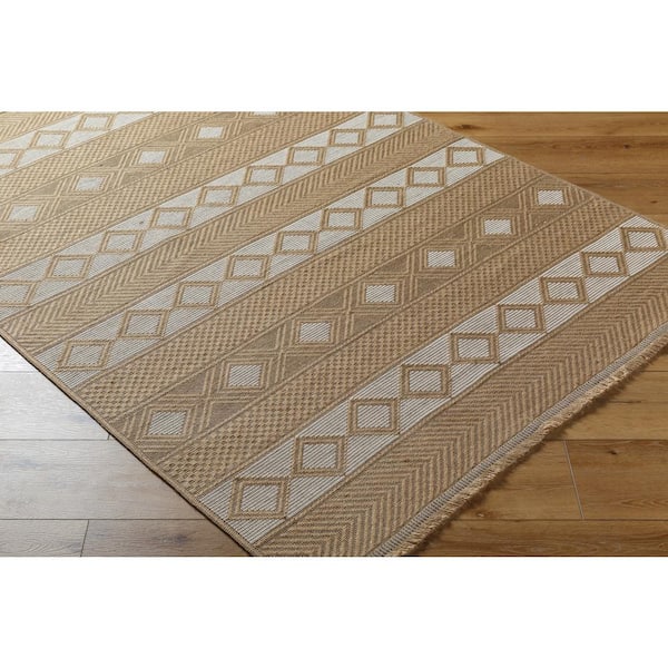 Mystery Tan/Cream 2 ft. x 4 ft. Cottage Machine-Made Indoor Area Rug