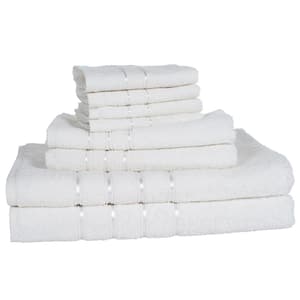 8-Piece White Solid Cotton Bath Towel Set