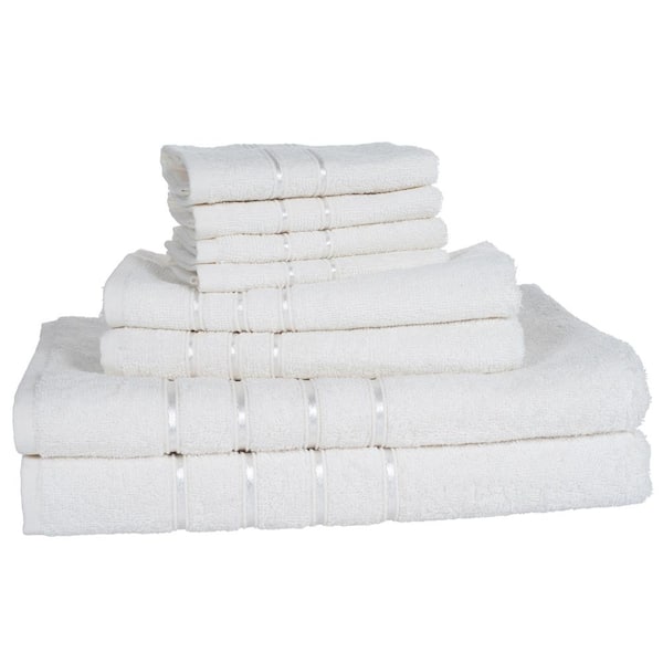 Lavish Home 8-Piece White Solid Cotton Bath Towel Set