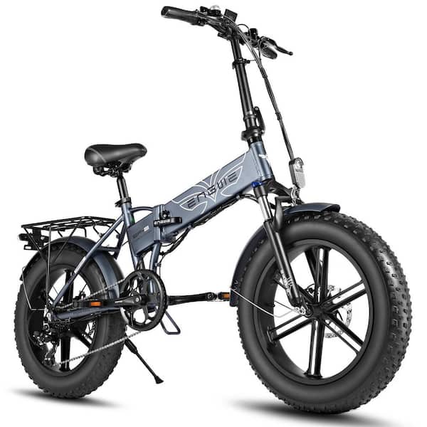 Zeus & Ruta 20 in. 750W Grey Folding Electric Bike Fat Tire 48V 13Ah Lithium Removable Battery for Adults