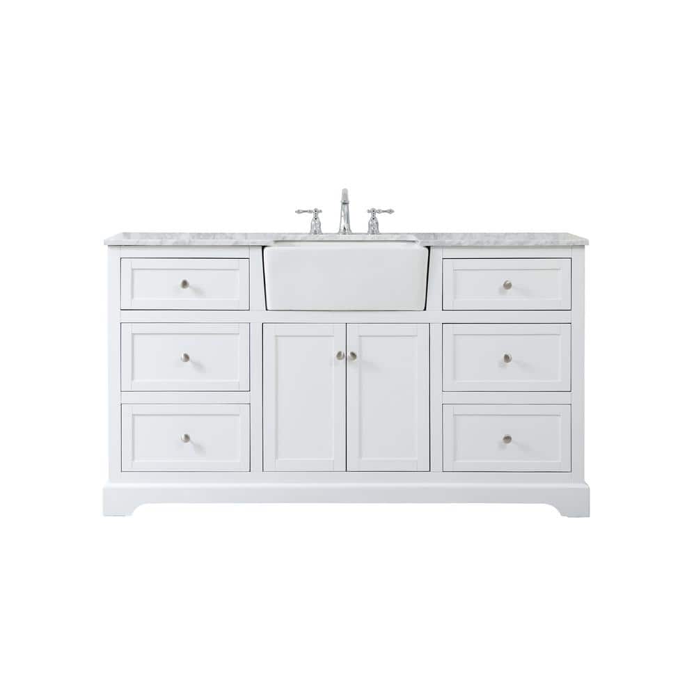 Simply Living 60 in. W x 22 in. D x 34.75 in. H Bath Vanity in White with C