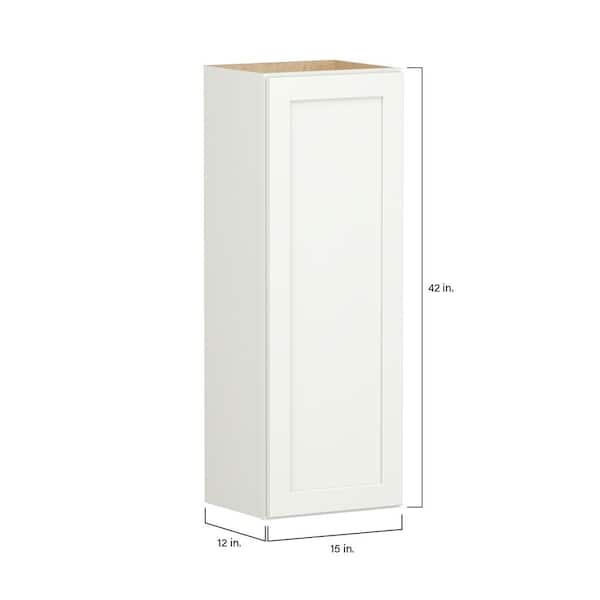 SIMPLY WOODMARK PRO Shaker Full Overlay 15 in. W x 12 in. D x 42 in. H Plywood Assembled Wall Kitchen Cabinet in Linen White