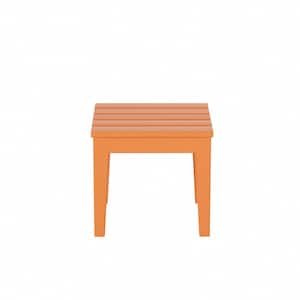 Shoreside Orange Square HDPE Plastic 18 in. Modern Outdoor Side Table