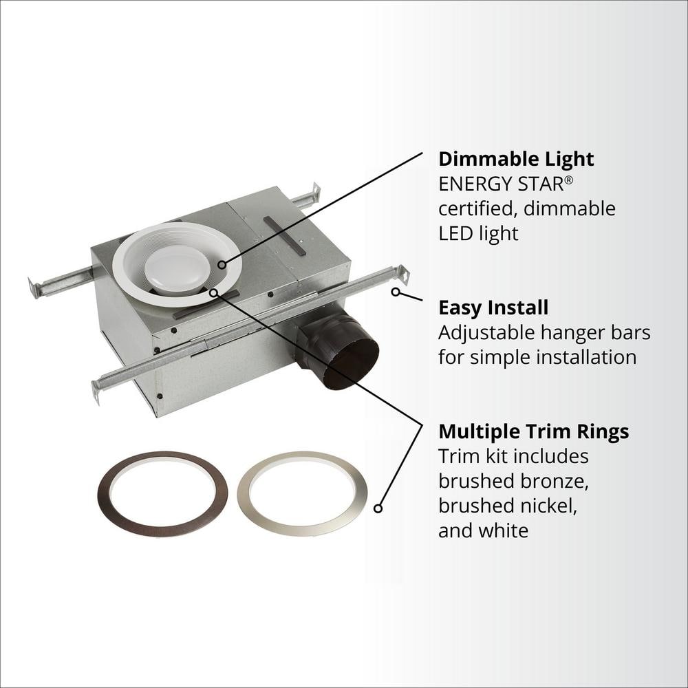 NuTone White LED Ceiling Mount Bath Fan with Trim Kit