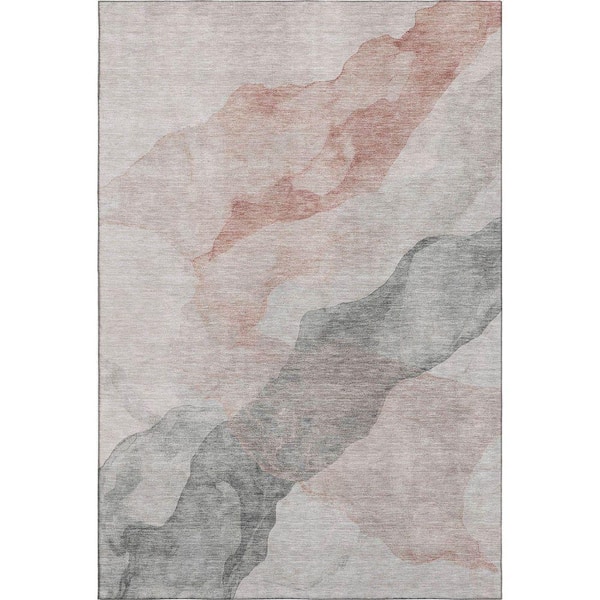 Mayfield Premium Machine Washable Abstract AMF2109 Salmon 5 ft. x 7 ft. 6 in. Area Rug