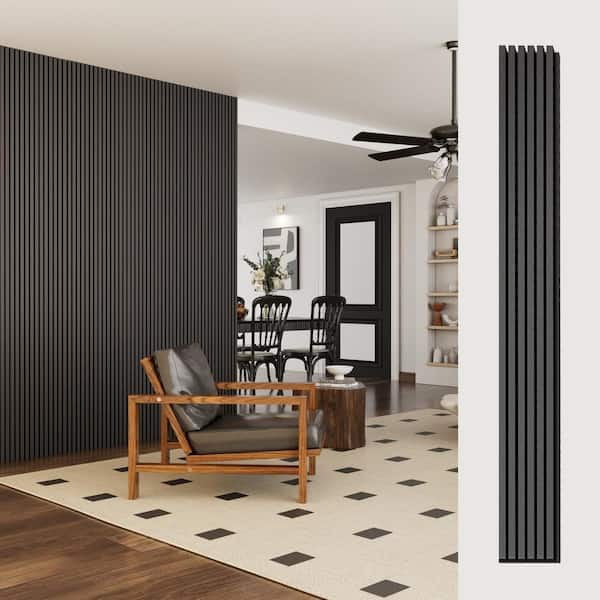 106.3 in. x 12.6 in. x 0.875 in. Black Iron Style Square Edge MDF Decorative Acoustic Wall Panel 2-Pieces/18.6 sq. ft.