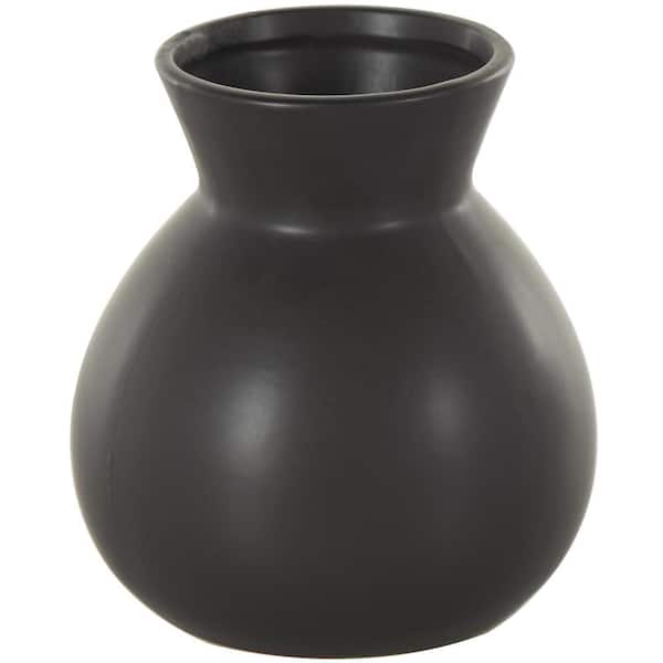 Litton Lane Black Minimalistic Ceramic Decorative Vase