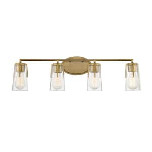 Savoy House Octave 28.75 in. W x 9 in. H 4-Light Warm Brass Bathroom ...