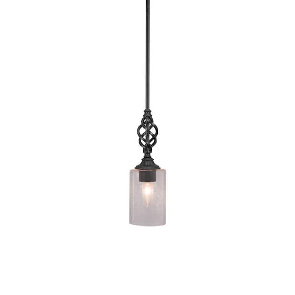 Unbranded Bridgewater 100 W 1-Light Matte Black Standard Mini Pendant Light with Glass Shade